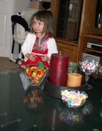Kalea pondering jelly beans